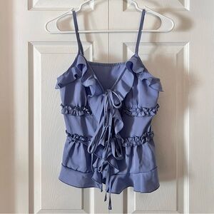 Shein Ruffle Tie Front Sleeveless Top